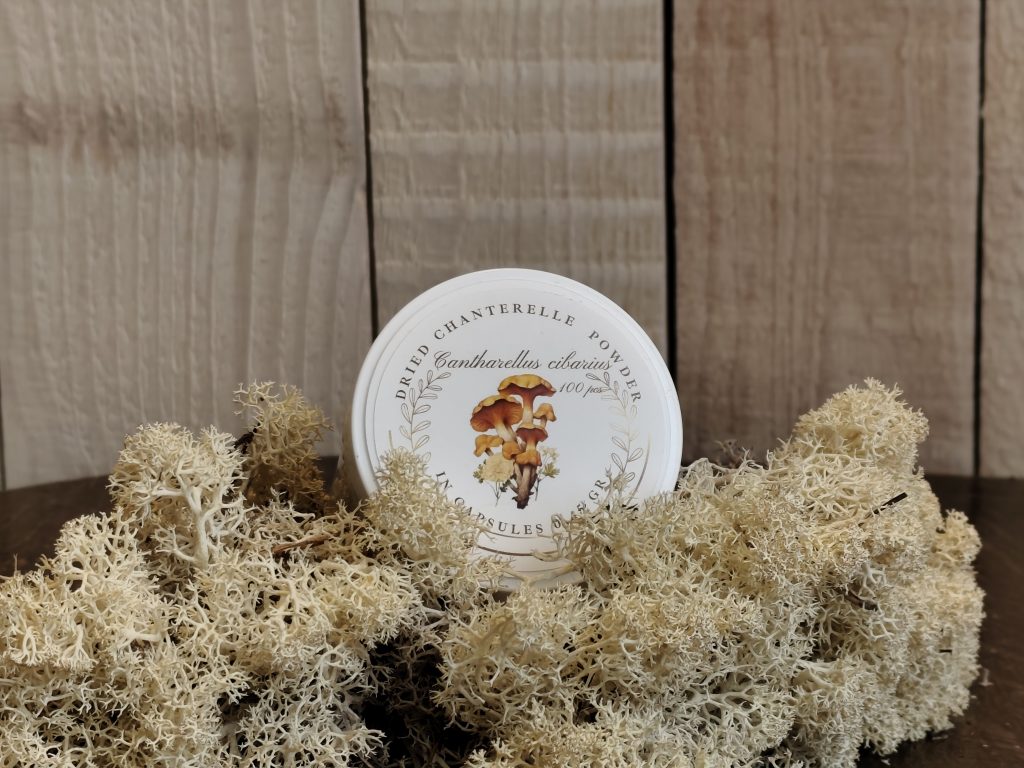 Voveraičių (cantharellus cibarius) kapsulės-0,4gr.-100vnt.
